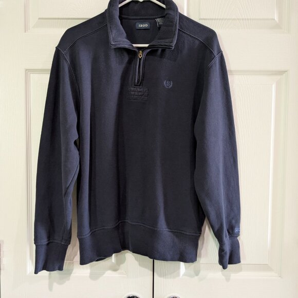 Izod Men's Quarter Zip Sweatshirt, Size Medium, Blue, Embroidered - Picture 2 of 13